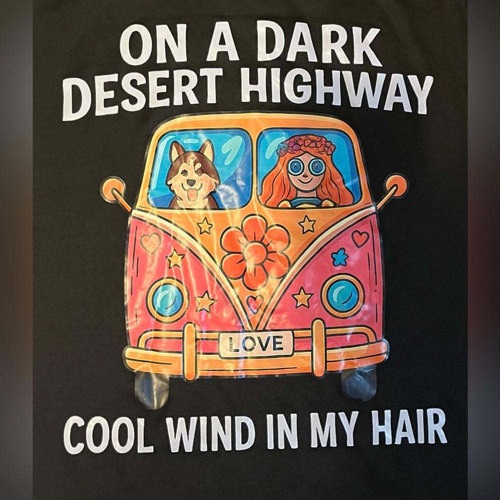 Long Sleeve Hippie “On A Dark Desert Highway “ Top size XL